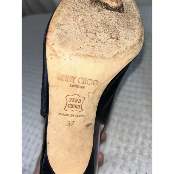 JIMMY CHOO Black Leather PUMPS SZ 37 EU 7 US - Picture 5 of 11